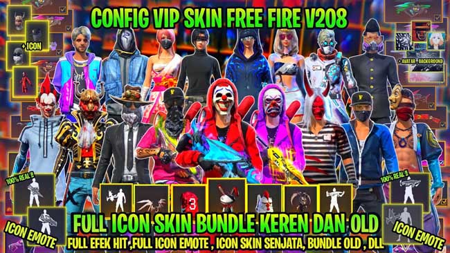 Config FF Apk VIP Pro Full Skin, Bundle dan Diamond Terbaru 2021
